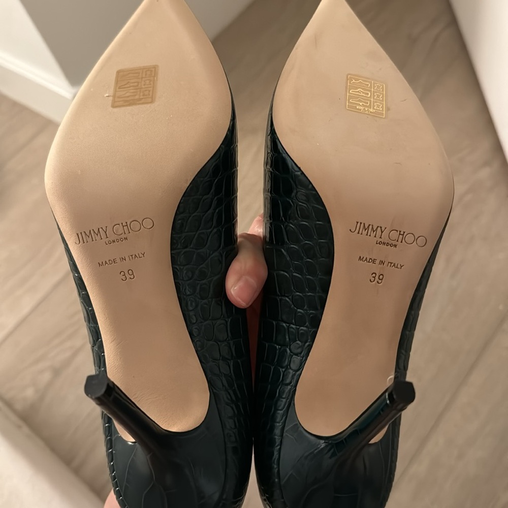 NEW never worn Jimmy Choo Green Croc Embossed Love Heels - Picture 6 of 6